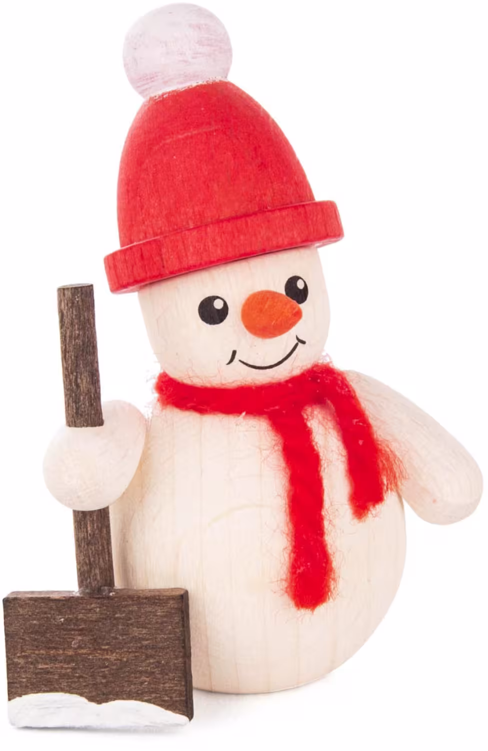 Bastelsatz Schneemann mit Schneeschieber rot Höhe 6 cm von Großhandel Dregeno, Holzfigur mit roter