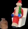 Weihnachtsmann Bescherung im Sessel mini geschnitzt bunt 6cm