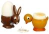 Tischdekoration – liebevolle Eierbecher Hase und Huhn, bunt lasiert aus Holz von Erzgebirgische