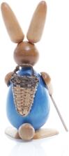 Osterfigur - Osterhase Blau mit Korb auf den Rücken - Ansicht Hinten - Sammlerartikel
